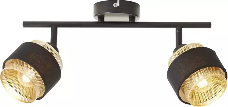 Блестящий потолочный точечный светильник "Роща", 2 лампочки, лампочка Е14 | без лампочки, ширина 50 см, Е14, металл/текстиль Brilliant Высота: 16,9 см, цвет schwarz goldfarben