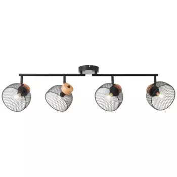 Блестящий потолочный точечный светильник "Thuy", 4 лампочки, лампа E14 | без лампочки, 4 пламени, поворотный - ширина 76 см - цоколь E14 - с регулируемой яркостью Brilliant Высота: 24 см, черный