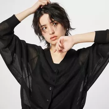 Блестящий прозрачный кардиган с V-образным вырезом PLST, черный