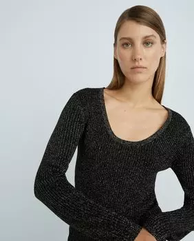 Блестящий свитер с длинными рукавами Vila, черный