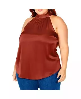 Блестящий топ больших размеров с бретелькой на бретельках CITY CHIC, бежевый