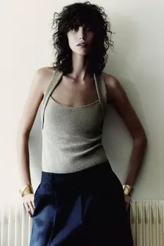 Блестящий топ-холтер ZARA, золотой
