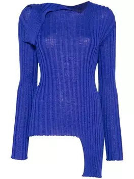 Блестящий топ из мериносовой шерсти Issey Miyake, синий