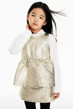 Блестящий топ с баской H&M, золотой