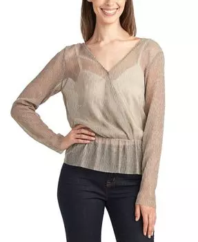 Блестящий топ с баской и завязками на спине для детей Juniors' BCX, коричневый/бежевый