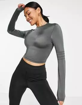 Блестящий топ с длинными рукавами ASOS 4505 с деталями для мотокросса