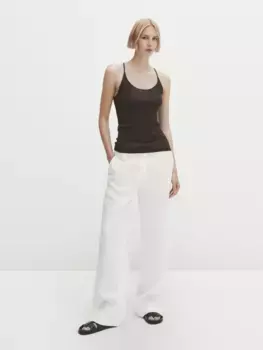 Блестящий топ с поясами Massimo Dutti, коричневый