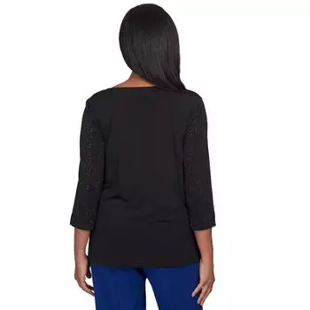 Блестящий топ с воротником-хомутом Petite Alfred Dunner Alfred Dunner