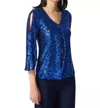 Блестящий топ в цвете «темно-синий/королевский» Joseph Ribkoff