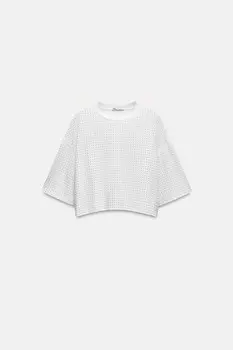 Блестящий топ ZARA, белый