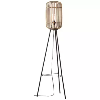 Блестящий торшер «Woodrow», 1 лампочка, лампочка E27 | без лампочки, торшер, деревянный на трех ножках Brilliant, светло-коричневый
