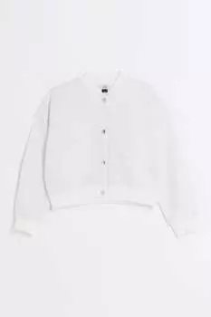 Блестящий тренировочный топ-бомбер для девочек River Island, белый