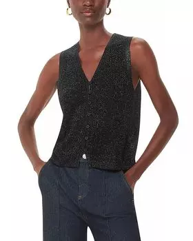 Блестящий трикотажный топ Whistles, черный