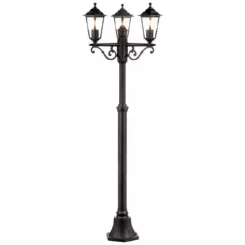 Блестящий уличный торшер "Carleen", 3 лампочки, лампочка E27 | без лампочки, высота 200 см, 61 см, 3 x E27, металл/стекло, черный Brilliant 61 см, Высота: 200 см, черный