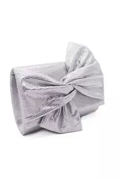 Блестящий вечерний клатч с большим бантом и ремешком-цепочкой Kitise, серебро