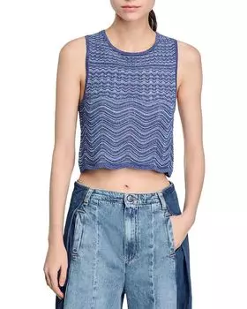 Блестящий вязаный джемпер Sandro, синий