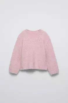 Блестящий вязаный свитер ZARA, розовый