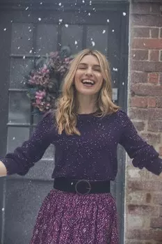 Блестящий жасминовый свитер с толстым лицом Fat Face, синий