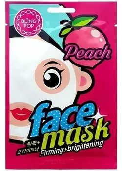 Bling Pop, Firming & Brightening Face Mask, укрепляющая и осветляющая тканевая маска Peach, 20 мл