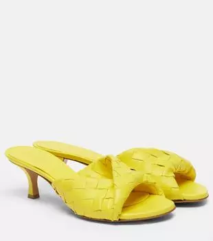 Блинк 50 мюли из кожи Intrecciato Bottega Veneta, Sulfur