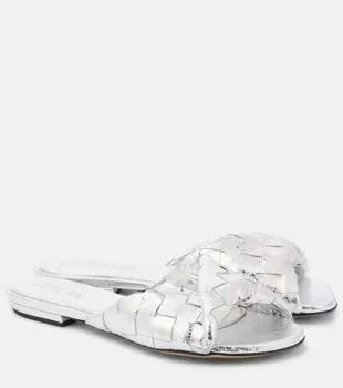Блинк Intrecciato босоножки из металлизированной кожи Bottega Veneta, серебряный