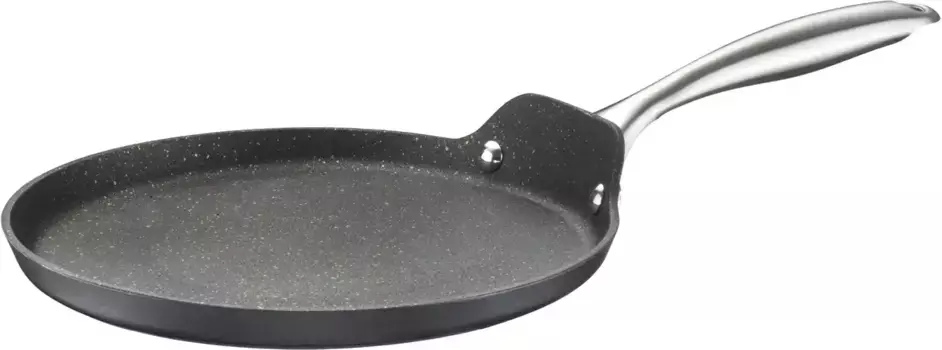 Блинная сковорода PINTINOX "ST1", алюминий, 3-слойное антипригарное покрытие, подходит для индукционной плиты, 25 см 25 см + высота 1,8 см, черный