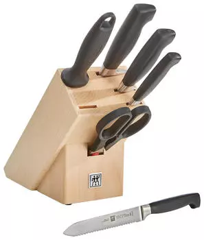 Блок ножей четыре звезды сталь 7 предм Zwilling, светло-коричневый/черный