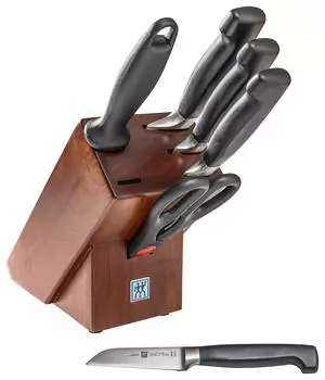 Блок ножей four star нержавеющая сталь 7 предметов Zwilling, ореховый