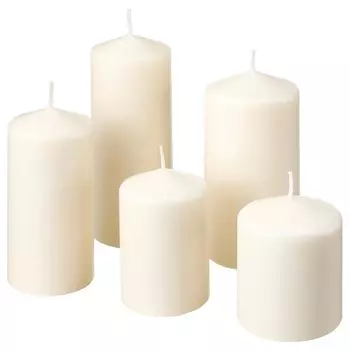 Блок-свеча, без запаха, набор из 5 шт., бежевый, FENOMEN IKEA