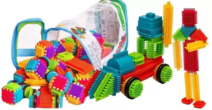 БЛОКИ HEDGEHOGS Ежики пластиковые детские Набор кубиков в ведерке 150 шт 2+ PakaNiemowlaka