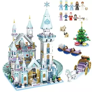 Блоки принцессы из мультфильма «Холодное сердце» Большой хрустальный замок Ледовый дворец Эльза Анна Клоки Холодное сердце 05 Emes