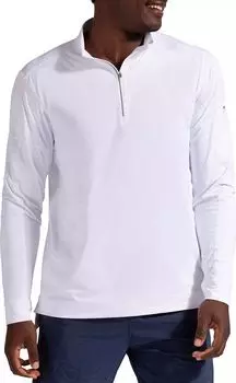 Bloquv Мужской солнцезащитный пуловер с защитой от солнца UPF 50 на молнии 1/4, белый