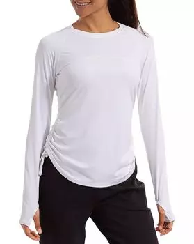 Bloquv Женская солнцезащитная рубашка с длинным рукавом и шнурком UPF 50, белый