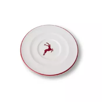 Блюдце для капучино Bordeaux Red Deer Gourmet d: 14 см Gmundner Keramik, бело-красный