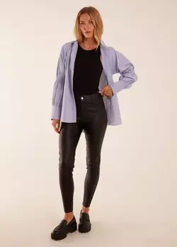 Blue Vanilla Черные джинсы скинни из искусственной кожи со средней посадкой и покрытием