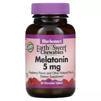 Bluebonnet Nutrition Earth Sweet Chewables мелатонин малина 5 мг, 60 жевательных таблеток