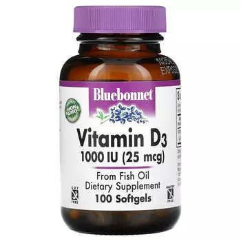 Bluebonnet Nutrition, Vitamin D3, 1,000 IU (25 mcg), 100 Softgels