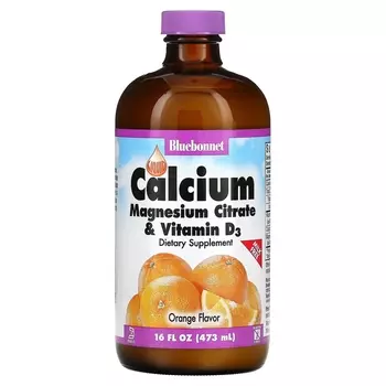 Bluebonnet Nutrition Жидкий кальция и магния цитрат плюс витамин D3 натуральный апельсиновый вкус, 472 мл