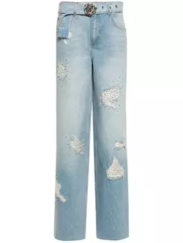 Blugirl джинсы широкого кроя со стразами, синий