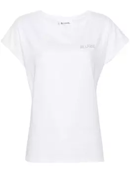 Blugirl футболка с логотипом и стразами, белый