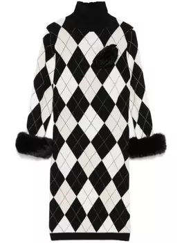 Blugirl платье миди с узором аргайл, черный