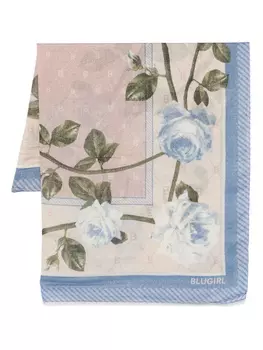 Blugirl шарф с цветочным принтом, синий