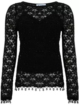 Blugirl вязаный крючком топ, черный