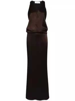 Blumarine атласное платье макси, коричневый