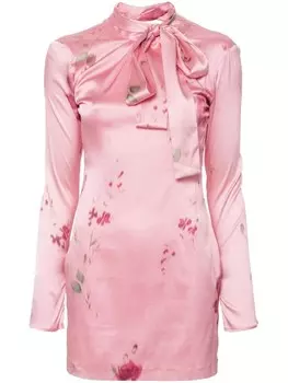 Blumarine атласное платье мини с цветочным принтом, розовый