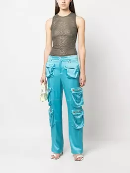 Blumarine атласные брюки карго, синий