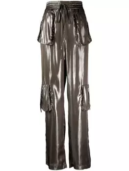 Blumarine блестящие брюки, зеленый