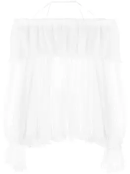 Blumarine блузка с оборками и завязками, белый