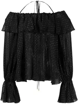 Blumarine блузка с открытыми плечами и оборками, черный