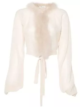 Blumarine блузка с перьями, нейтральный цвет